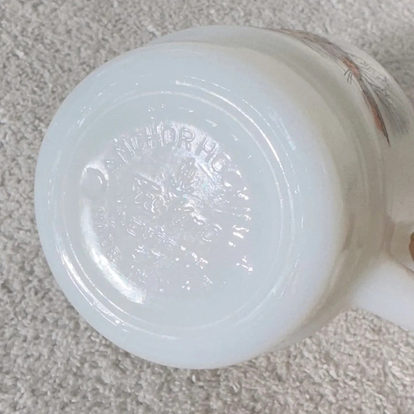 Vintage Anchor Hocking Fire King Milk Glass Baltimore Oriole Stacking Mug - Picture 11 of 14